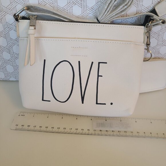 Rae Dunn 2Pc Set LOVE. TECH. Purse & Ear Pod Case White - Crossbody Strap - Picture 10 of 10